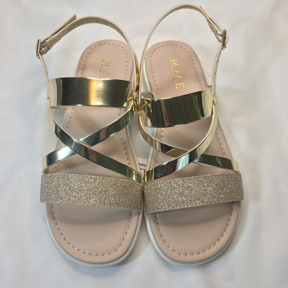 Girls Gold Sandals Size 2